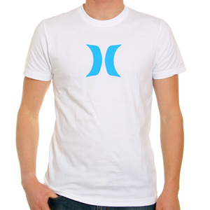 Hurley Icon White Tee shirt - White/Cyan