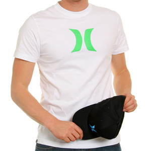Hurley Icon White Tee shirt - White/Kelly Green