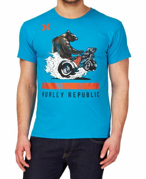 Hurley Mens Hurley California Bear T-Shirt - Cyan