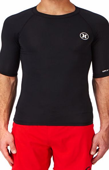 Hurley Mens Hurley Icon Short Sleeve Rash Vest - Black