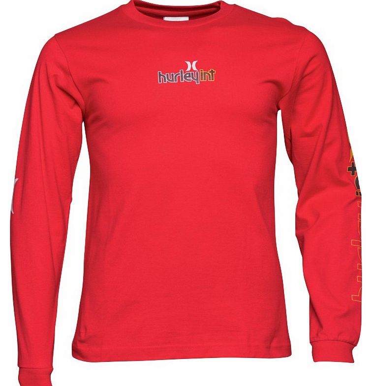 Hurley Mens Symphony Long Sleeve T-Shirt Red
