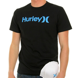 Hurley One and Only Black Tee shirt - Black/Cyan