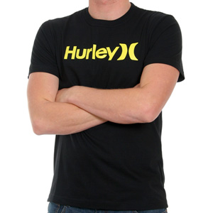 Hurley One and Only Black Tee shirt - Black/Yellow