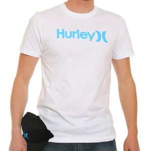 Hurley One and Only White Tee shirt - White/Cyan