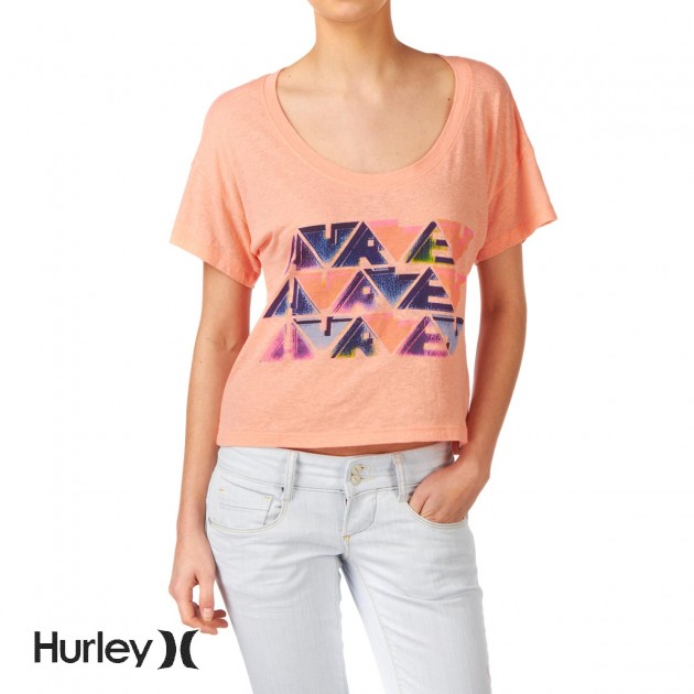 Womens Hurley Stop Copy Crop T-Shirt - Peach
