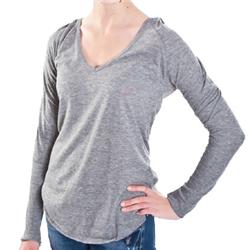 Hurley Womens Solid LS Hooded T-Shirt - Grey