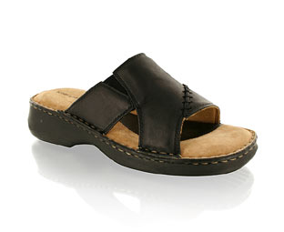 Classic Leather Low Wedge Mule Shoe