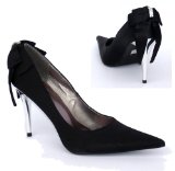 Garage Shoes - Durham - Womens High Heel Shoe - Black Satin Size 8 UK