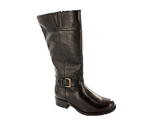Leather Biker Boot with Ankle Strap