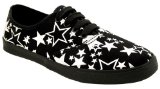 Womens Black Silver Star Lace Up Canvas Pumps Plimsoles Flat Shoes 3