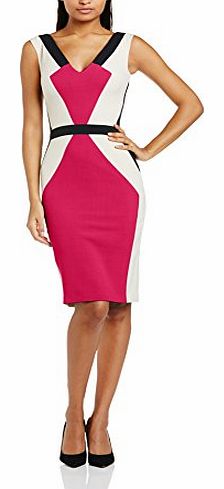 Hybrid Women Calista Pencil Striped Sleeveless Dress, Multicoloured (Cream/Black/Rose), Size 16