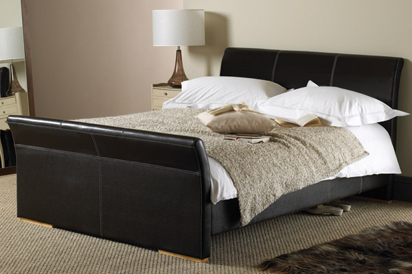 Monaco Black Faux Leather Bed Frame Kingsize 150cm