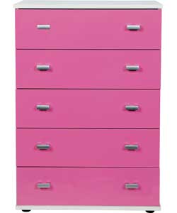 Hygena 5 Drawer Chest - Pink