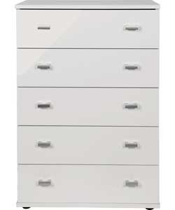 Hygena 5 Drawer Chest - White Gloss