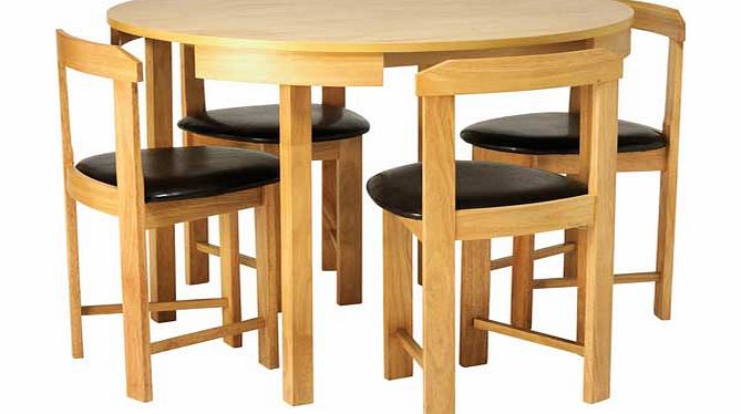 Hygena Alena Oak Circular Dining Table and 4