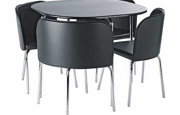 Hygena Amparo Black Dining Table and 4 Black