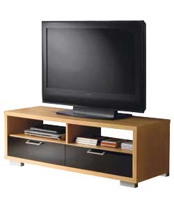 Hygena Arty Oak TV Unit with High Gloss Doors