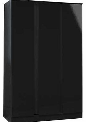 Hygena Hamlin High Gloss 3 Door Wardrobe - Black