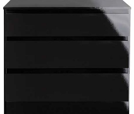 Hygena Hamlin High Gloss 3 Drawer Chest - Black