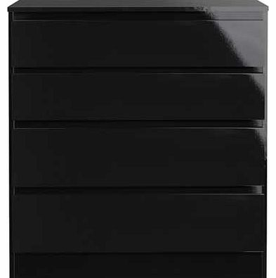 Hygena Hamlin High Gloss 4 Drawer Chest - Black