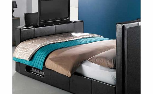 Hygena Hollywood Leather Effect Double TV Bed -