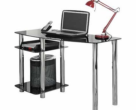 Hygena Matrix Glass Office Desk - Black