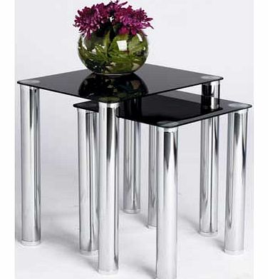 Matrix Nest of 2 Tables - Black Glass