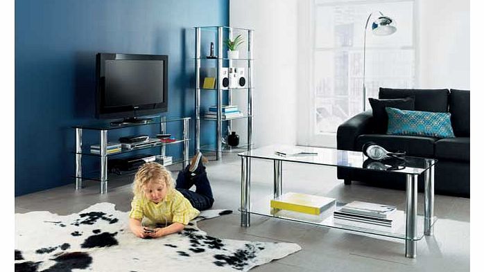 Hygena Matrix TV Unit - Clear Glass