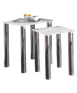 Hygena Matrix White Glass Nest of Tables