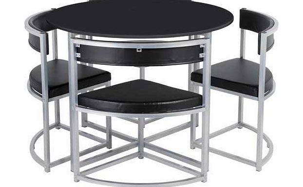 Hygena Milan Black Space Saver Table and 4 Black