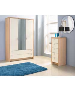 Hygena Misaki 3 Door 2 Drawer Wardrobe - Cream