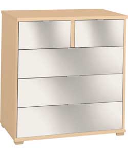 Modular 3 + 2 Drawer Chest - Oak Mirrored