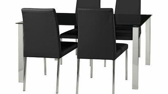 Hygena Naples Black Dining Table and 4 Black