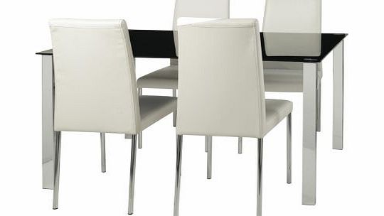 Hygena Naples Black Dining Table and 4 White