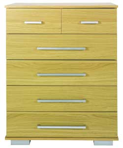 Hygena Ontario 4 Wide 2 Narrow Drawer Chest - Oak