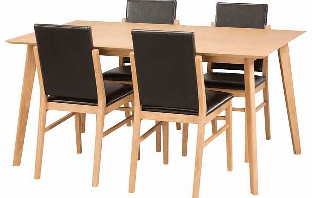 Hygena Riley Oak Veneer Dining Table and 4