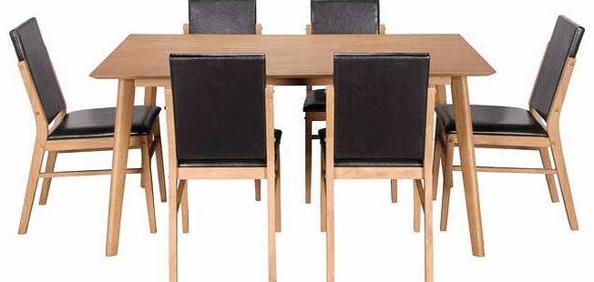 Hygena Riley Oak Veneer Dining Table and 6