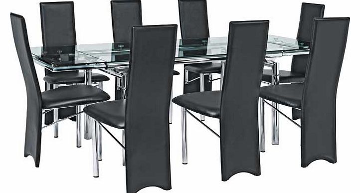 "SAVANNAH" Black Glass Extendable Dining Kitchen Table & Chairs 