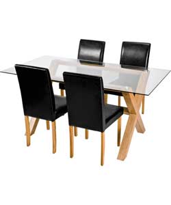 Hygena Vermont Ash Veneer Dining Table and 4