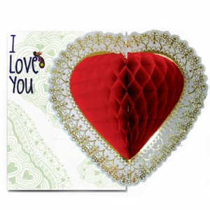 Love You Card with Hanging Paper Heart