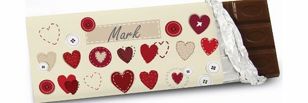 Personalised Fabric Heart Design Chocolate Bar - Ideal For A Valentines - Anniversary - Wedding Treat!