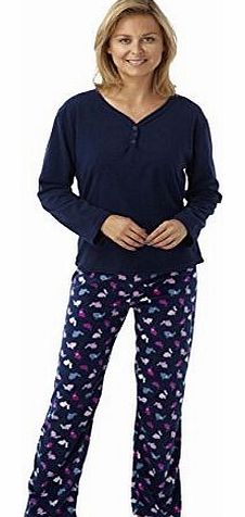 i-smalls Ltd Ladies Soft Warm Winter Cosy Fleece Long Rabbit Pyjama Set (Navy) 18-20