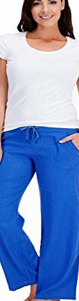i-smalls Ltd Ladies Womens Tom Franks Light Cool Linen Summer Long Trousers (Blue) 14