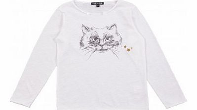 I talk too much Cat T-shirt Off white `2 years,4 years,6 years,8