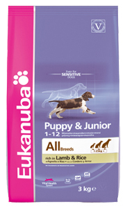 Eukanuba Puppy and Junior Rich in Lamb and Rice 3kg