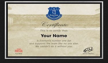 Ian Philipson Everton Personalised Number One Fan Certificate