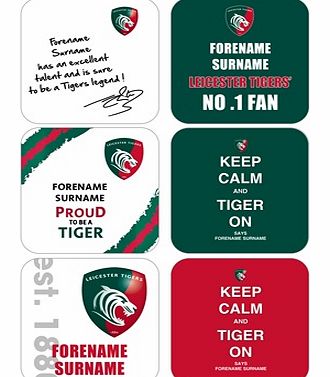 Leicester Tigers Personalised Coasters 6 Pack