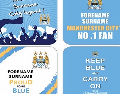 Ian Philipson Manchester City Personalised Coasters 4 Pack
