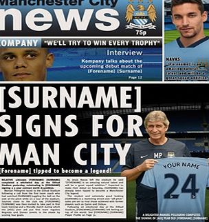 Manchester City Personalised Newspaper Single