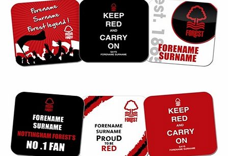 Nottingham Forest Personalised Coasters 6 Pack